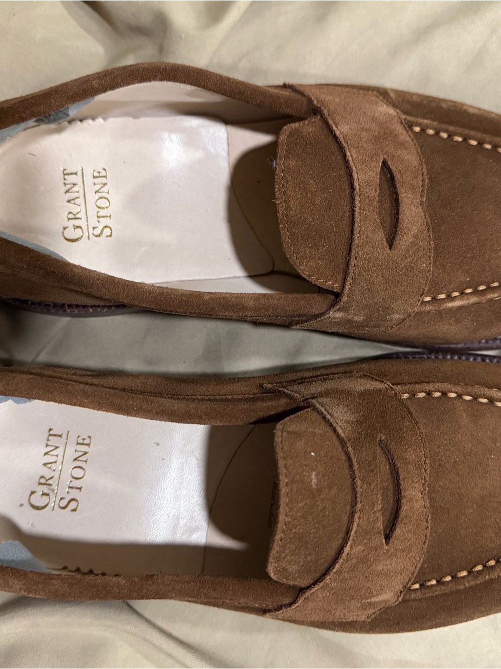 Grant Stone Men’s Brown Suede Penny Loafers